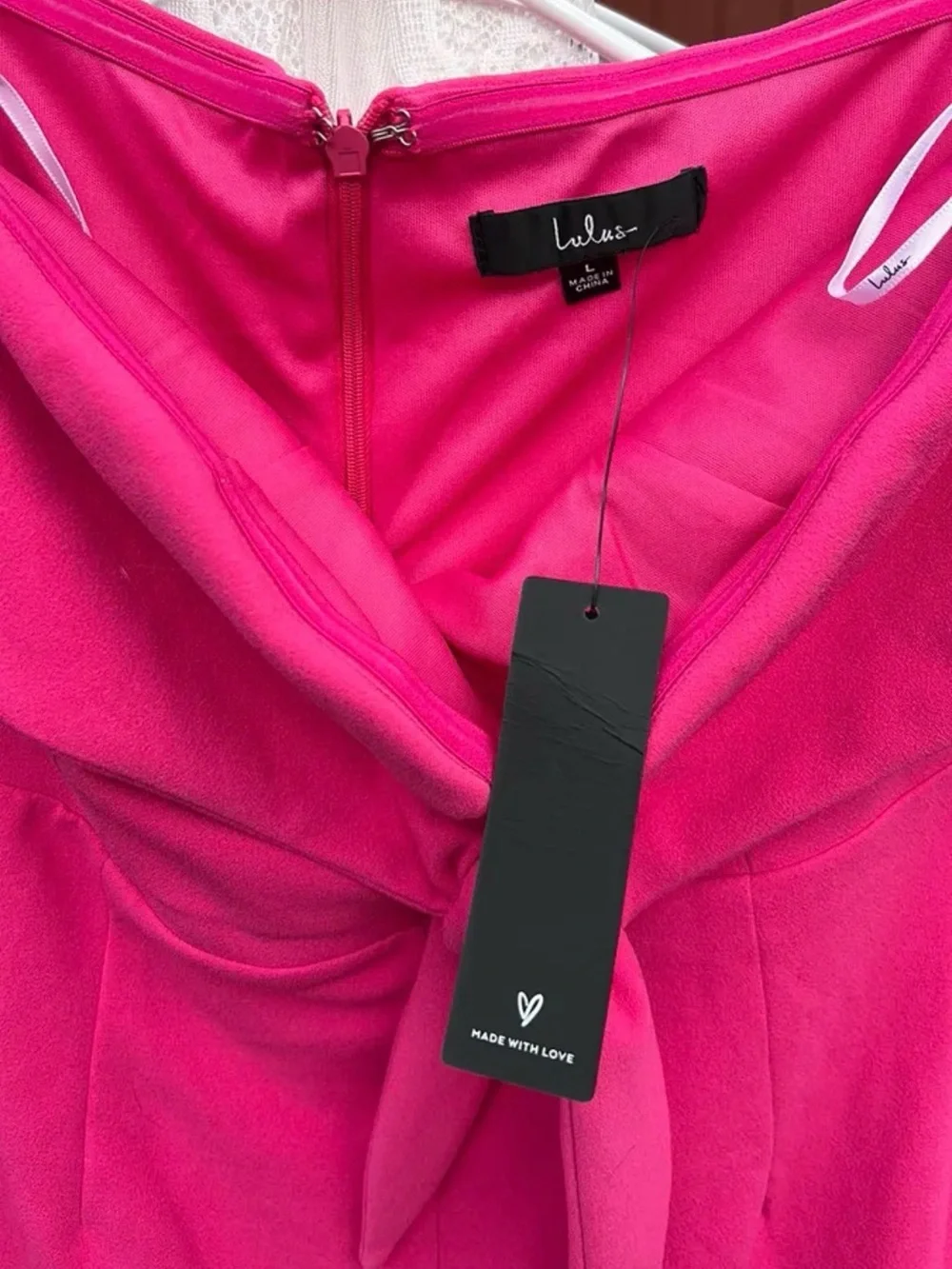 Lulu's Strapless Hot Pink Jumpsuit with Tie Front - Picture 3 of 3